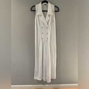 90s "Pinstripe" double breasted jumpsuit with corset style tie, Knapp Studios